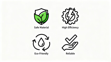 Safe materials, high efficiency and other elements represent environmentally friendly and reliable product characteristics, suitable for daily use promotional materials.
