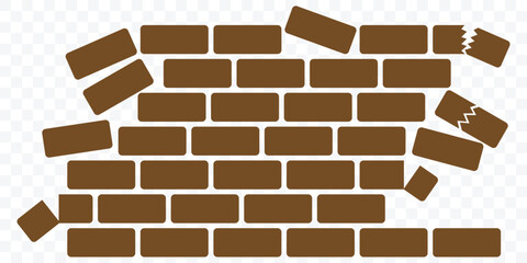 Simple set of  brick wall icons collection in different design styles. Demolition brick wall icon vector. construction and safety themes symbol. vector illustration. eps 10