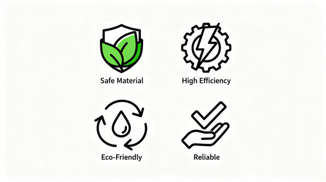 Safe materials, high efficiency and other elements represent environmentally friendly and reliable product characteristics, suitable for daily use promotional materials.
