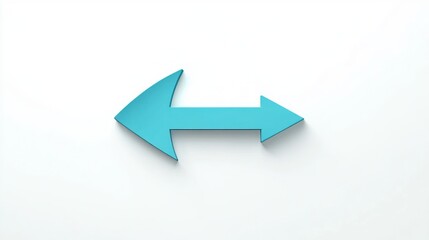 Three-dimensional blue double-headed arrow on clean white background conveying balance choice and direction