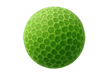 Bright green golf ball on transparent background