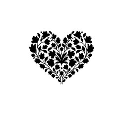 Black Floral Heart Silhouette Graphic