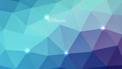 Geometric Blue Polygonal Background with Glowing Points and Modern Vector Design Elements