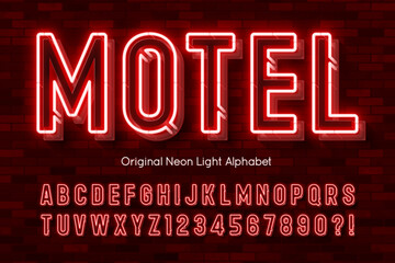 Retro bright light alphabet design, cabaret, neon Broadway lamps letters and numbers.