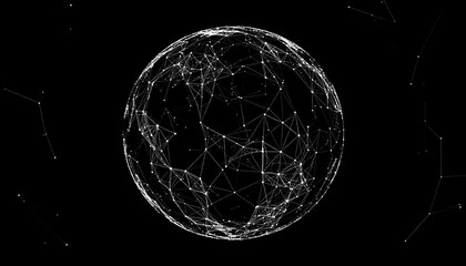 Abstract digital sphere with connected lines and dots.