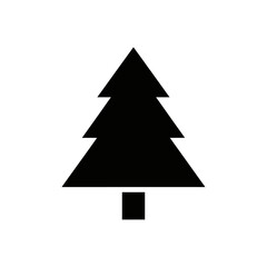 Fototapeta premium Simple Black Silhouette of a Christmas Tree on White Background.