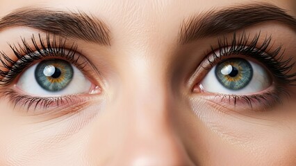 Obraz premium Close-up of Heterochromatic Eyes with Long Dark Eyelashes