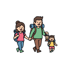 Naklejka premium Family hiking together outdoor adventure