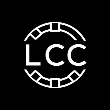 Clean Line Art Monogram Emblem for Brands, LCC Later Logo, Unique Letter Logo with Circular Motif,
