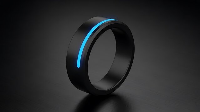 Smart Ring Futuristic Wearable Tech Device Modern Glow Technology Gadget - Powered by Adobe