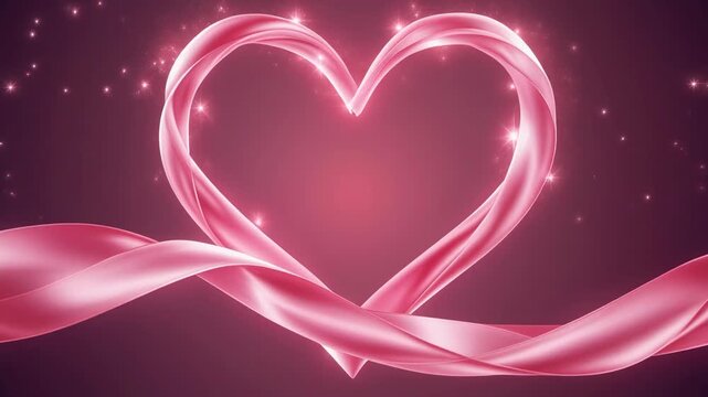  &ldquo;Soft pink heart shape wrapped with silky flowing ribbon, glowing gentle light,