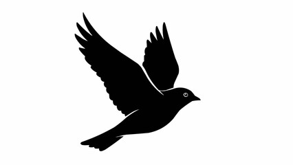 Obraz premium Silhouette of a bird in flight with wings spread wide.