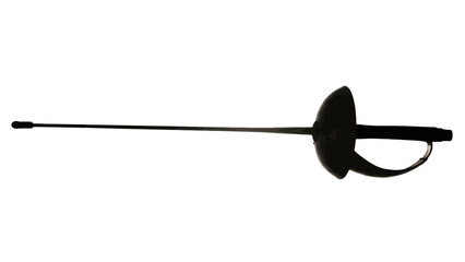 Fencing foil sword, elegant combat sports weapon, isolated white background.
