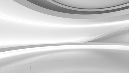 Shiny abstract gray and silver background with white lines featuring a curved metal wave texture and round glass shapes for a modern web banner design