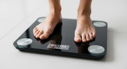 Fototapeta premium Digital Bathroom Scale Measuring Body Weight for Health and Fitness Tracking