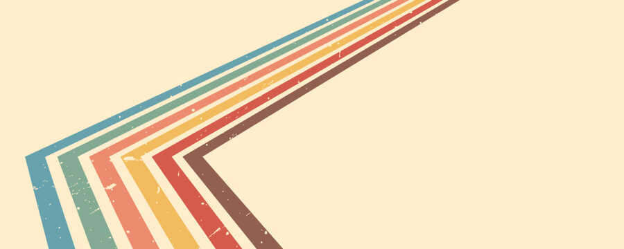Stripe rainbow groovy. Retro graphic design for vintage abstract poster. Flowing wavy lines and artistic texture. Vector illustration.