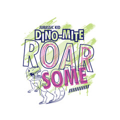 jurassic Kid roar some dinosaur boys graphic tee.eps