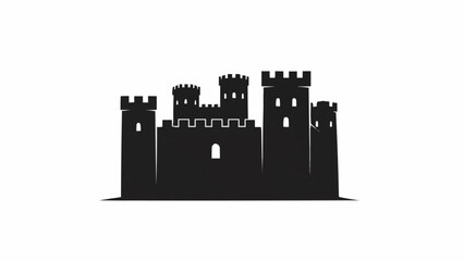 Silhouette of a Medieval Castle with Multiple Towers and Battlements. © Reva