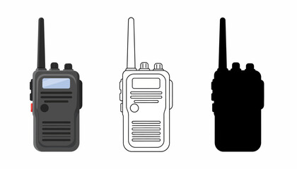Collection of walkie-talkies in various styles displayed against a plain background