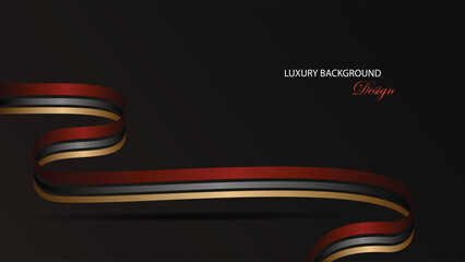 Luxury background vector design. Black and brown abstract background with curved ribbon decoration. Suit for award, presentation, certificate and others