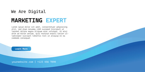Modern blue wave corporate banner vector for digital marketing and business website header design