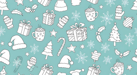 Festive holiday pattern gift boxes decorations and seasonal elements