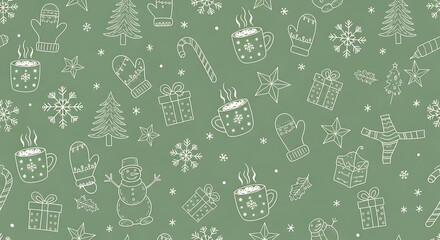 Festive holiday pattern christmas elements and transparent background
