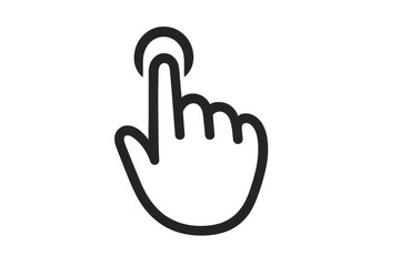 Fototapeta premium Hand cursor tapping a virtual screen. Icon representing interaction, click, tap, or touch gesture for digital interfaces, with transparent background
