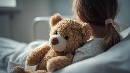 Comforting Teddy Bear Companion for a Child in Bed.
