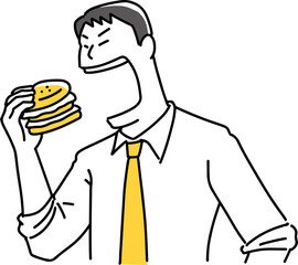 ハンバーガーを食べようとしている男性