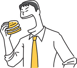 ハンバーガーを食べようとしている男性