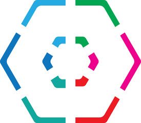 Abstract Hexagon Shape with Colorful Accents