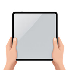Hands Holding Modern Tablet Device