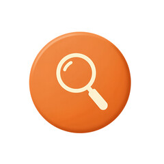 Orange magnifying glass icon with glossy finish