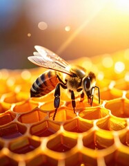 bee on honeycomb