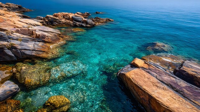 Crystal Clear Waters and Rocky Shores of a Tropical Paradise. - Powered by Adobe