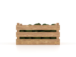 Wooden crate with avocados