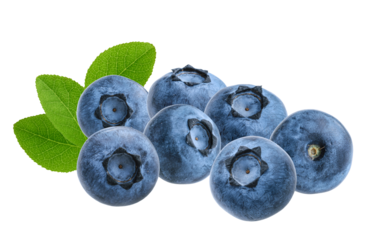 vibrant photograph displaying a cluster of fresh blueberries, highlighted by subtle green leaves, set against a dark background to accentuate their natural beauty.