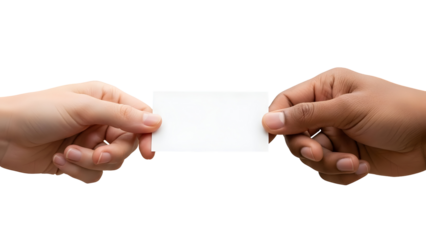 hand holding blank business card