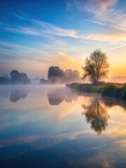 Fototapeta premium Misty Dawn on River Banks