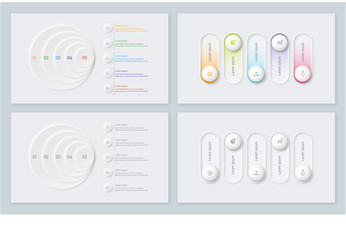 Neumorphism Gray and colorful Minimal Business Infographic Layout In 2 Variation colors with Timeline Process, Data Visualization and Modern UI Design. vector illustration