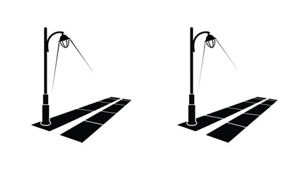 Street lamps illuminating a road with distinct shadows a striking silhouette © Taylor