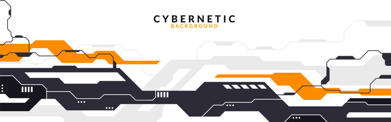 Abstract Modern Tech Background Minimal Geometric Circuit Pattern in Black and Orange