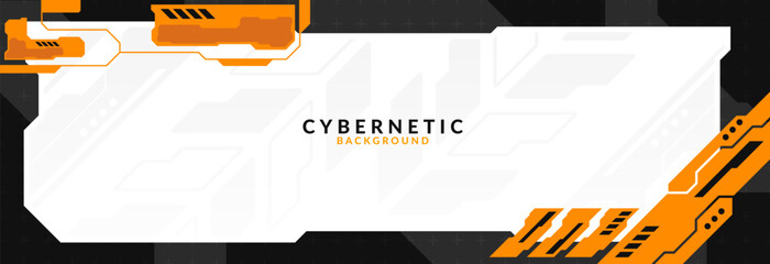 Abstract Modern Tech Background Minimal Geometric Circuit Pattern in Black and Orange