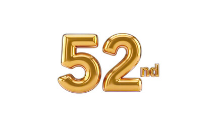 Golden 52nd Anniversary Celebration on White Background