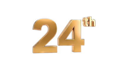 Golden 24th Anniversary Celebration on White Background