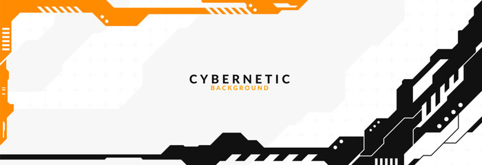 Abstract Modern Tech Background Minimal Geometric Circuit Pattern in Black and Orange