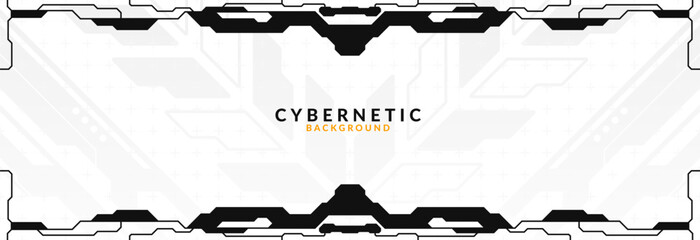 Abstract Modern Tech Background Minimal Geometric Circuit Pattern in Black