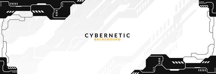 Abstract Modern Tech Background Minimal Geometric Circuit Pattern in Black