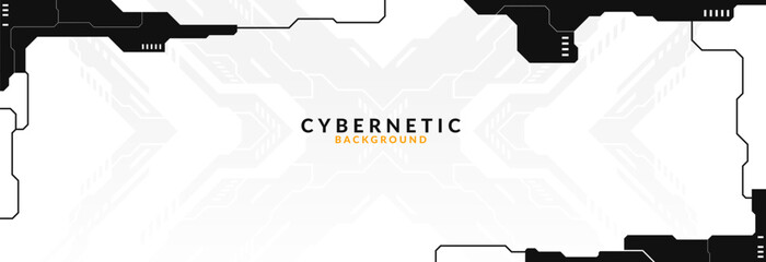 Abstract Modern Tech Background Minimal Geometric Circuit Pattern in Black